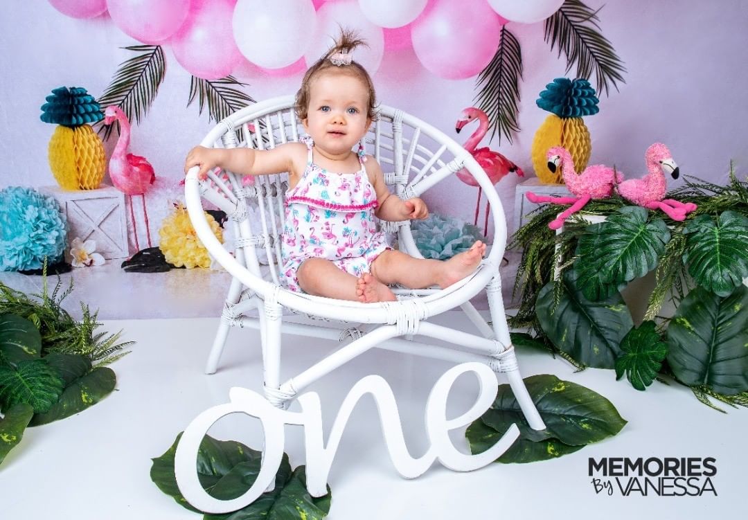 Kate Balloons Flowers Flamingo Summer Backdrop for Photography Designed by Mandy Ringe Photography - Kate Backdrop