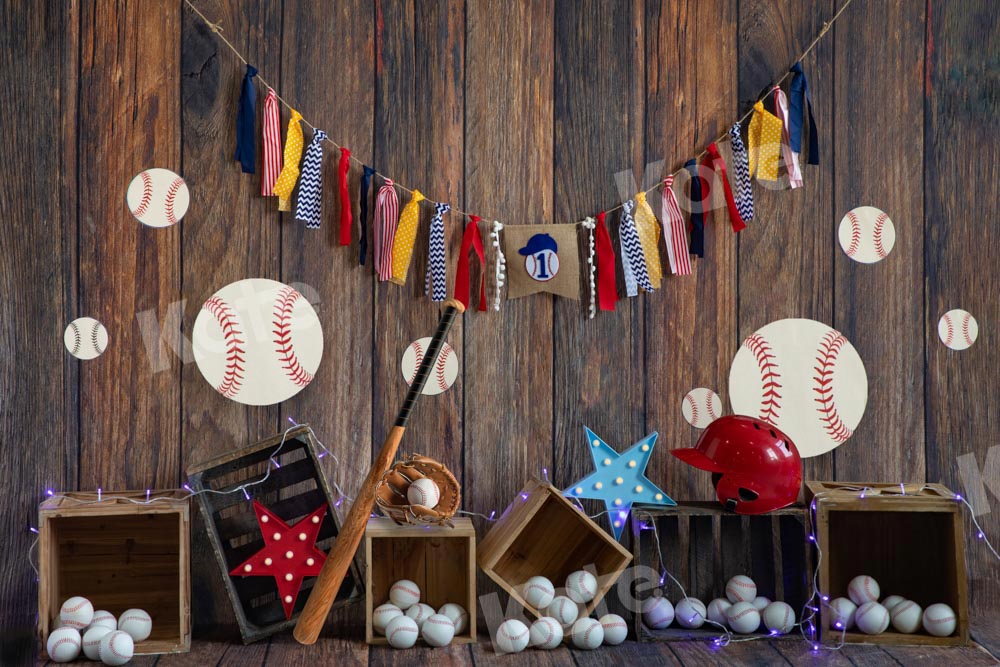 Kate Baseball Lantern Backdrop Deep Wood Grain Designed by Emetselch