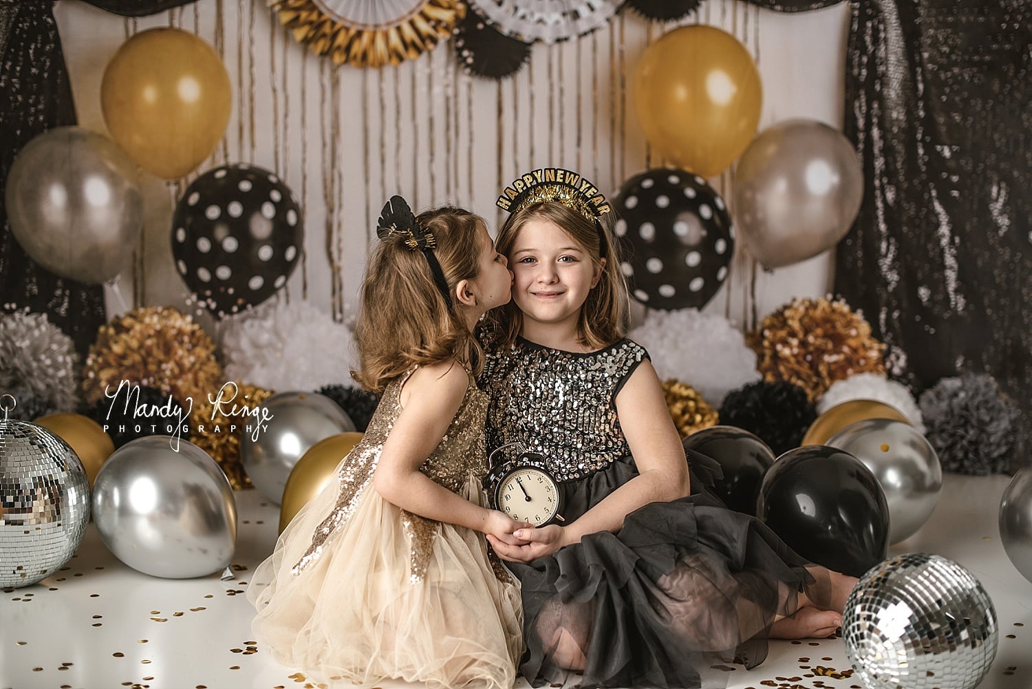 Kate Black and Gold New Year Eve Party Backdrop Designed By Mandy Ring