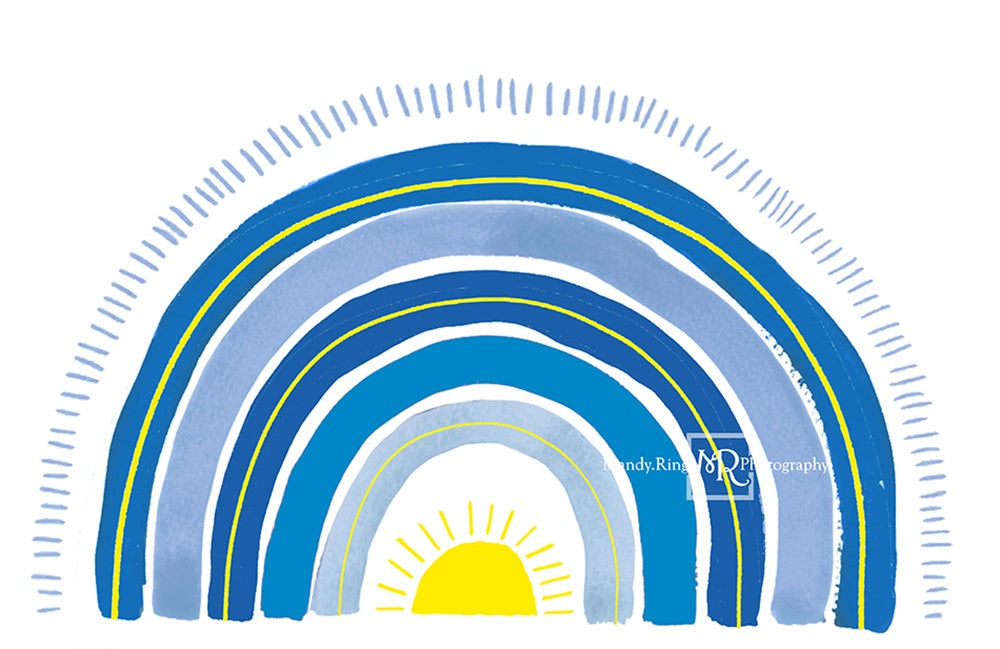 Kate Blue Rainbow Shape Backdrop Cake Smash Designed by Mandy Ringe Photography