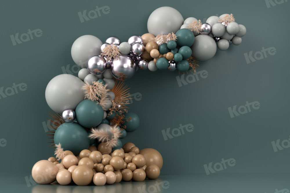 Kate Boho Balloons Backdrop Cake Smash Green Wall Designed by Uta Mueller Photography