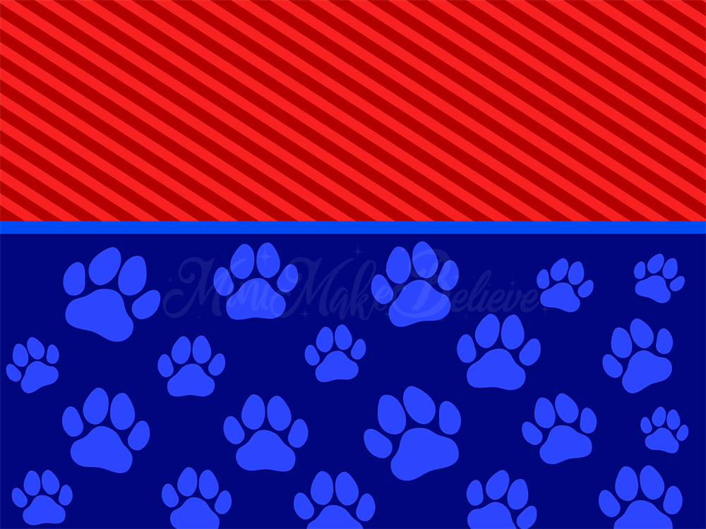 Kate Bold Blue Paws Red Stripes Backdrop Cake Smash Designed by Mini MakeBelieve