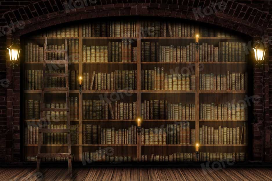 10x6.5ft Kate Retro Bookshelf Graduation Backdrop - Vintage Library Photo Background for School Portraits