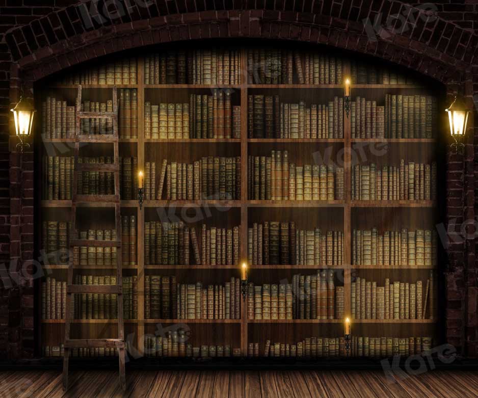 10x8ft Kate Retro Bookshelf Graduation Backdrop - Vintage Library Photo Background for School Portraits