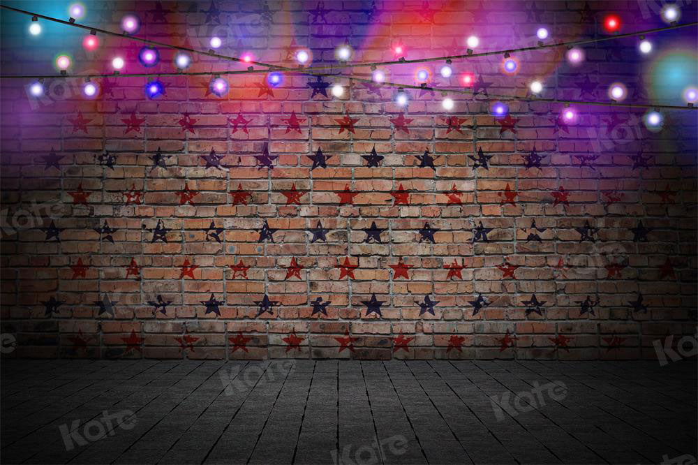 Sfondo in mattoni con luci per fotografia