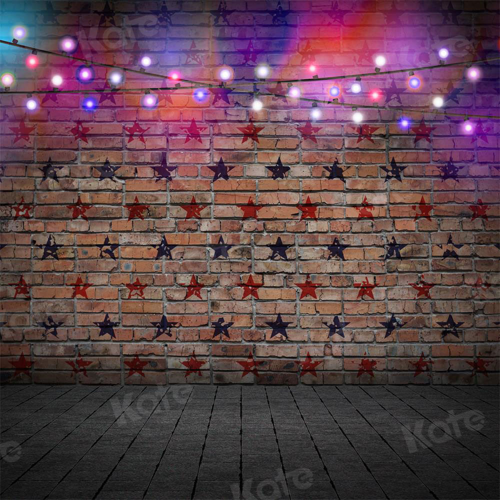 Sfondo in mattoni con luci per fotografia