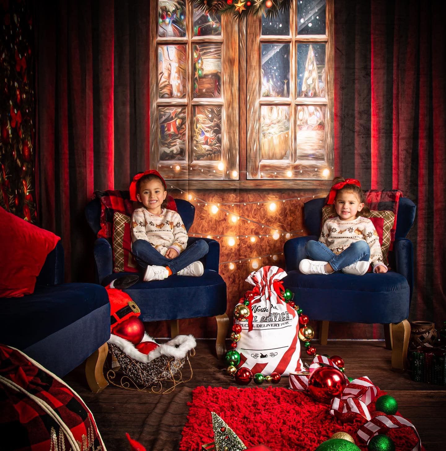 Kate Christmas Fireplace Winter Room Set(8ftx8ft&10ftx8ft&8ftx10ft) - Kate Backdrop