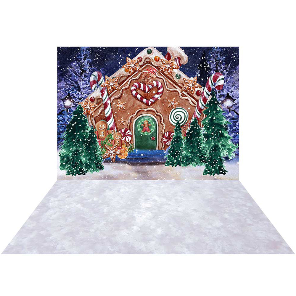 Kate Christmas Hot Cocoa Backdrop Designed by GQ+Winter Snowy Rubber Floor Mat - Kate Backdrop