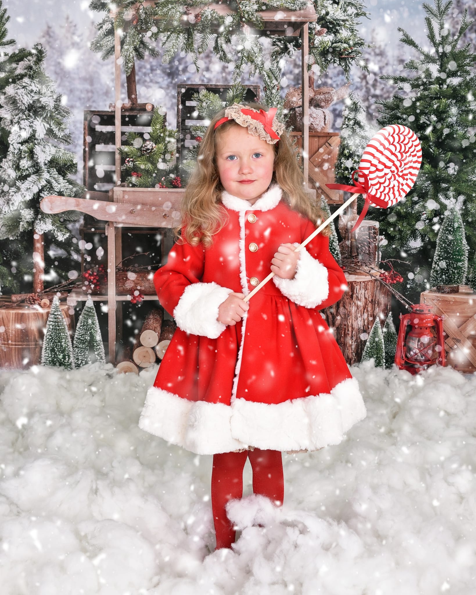Kate Christmas Trees Backdrop Winter Snow Designed by Emetselch - Kate Backdrop