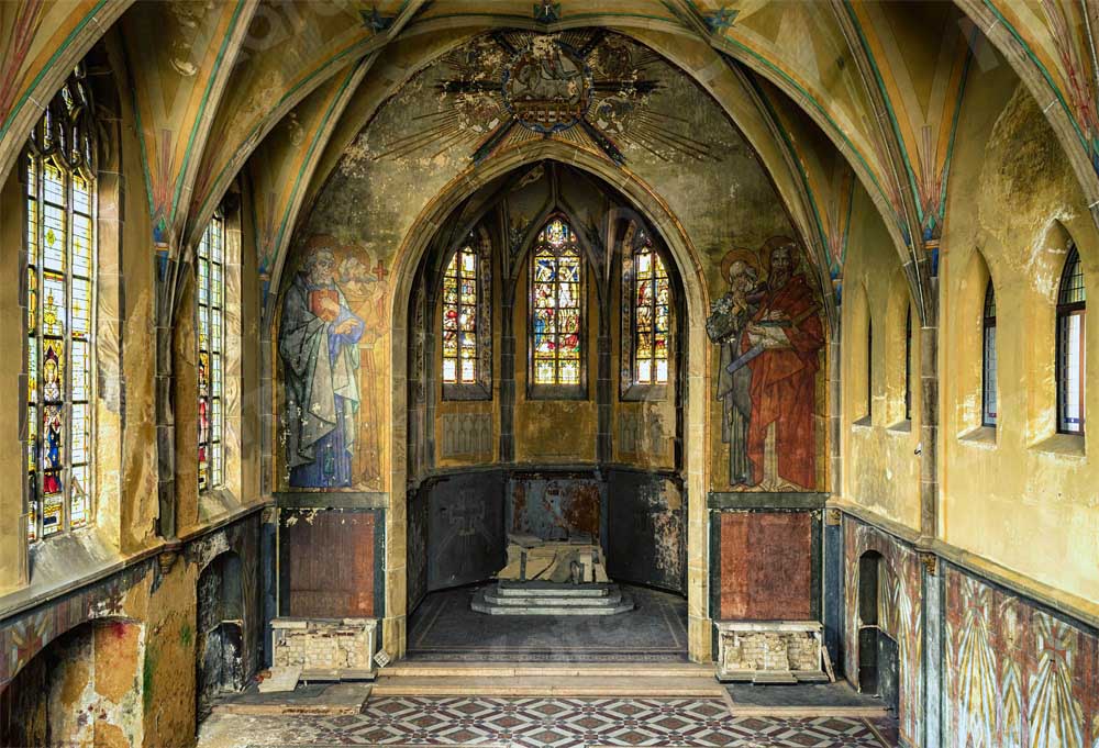 Mural de fondo para la comunión de la Iglesia diseñado por Chain Photography