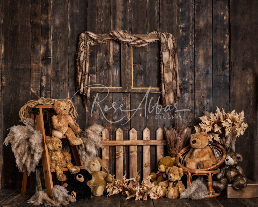 Kate Cute Bear Backdrop Tree House for Photography Designed By Rose Abbas