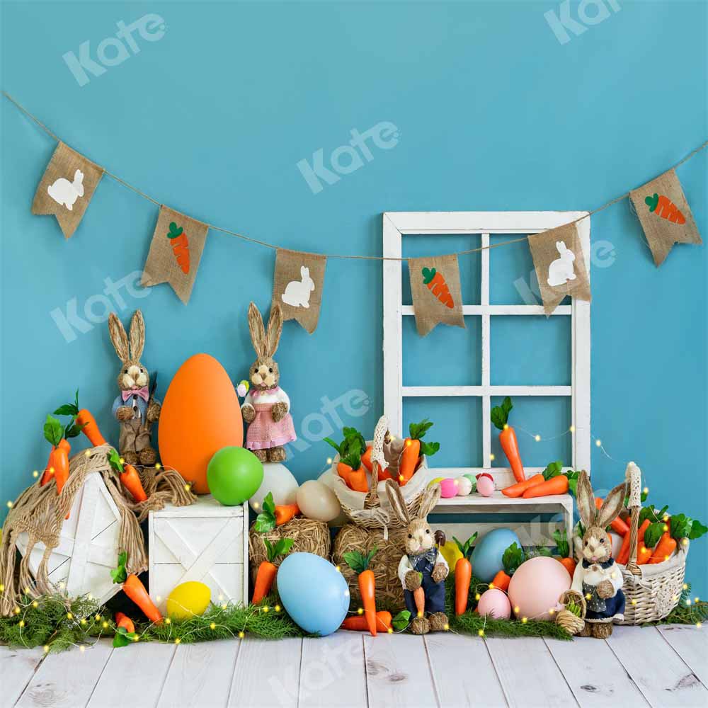 Kate Easter Bunny Backdrop Carrot Blue Designed by Emetselch