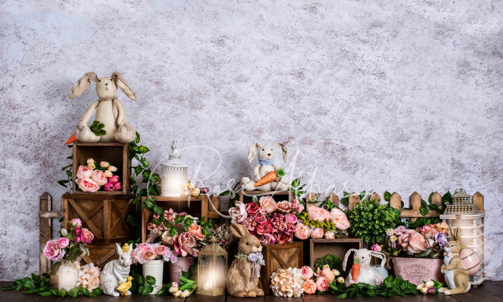 Kate Easter Bunny Backdrop Flowers for Photography Designed By Rose Abbas