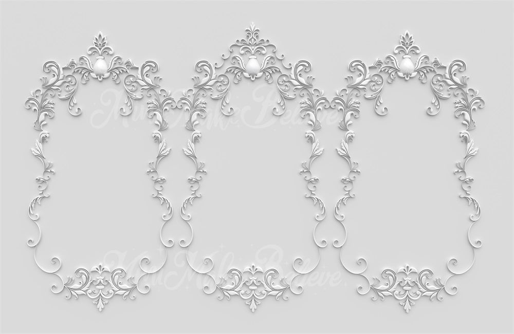 Kate Elegant Baroque Fancy Backdrop All White Wall Designed by Mini MakeBelieve