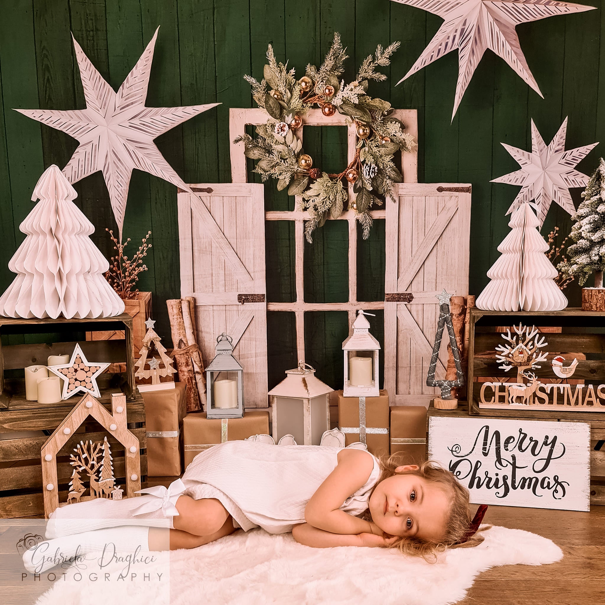 Kate Evergreen Christmas Holiday Backdrop Designed by Mandy Ringe Photography - Kate Backdrop