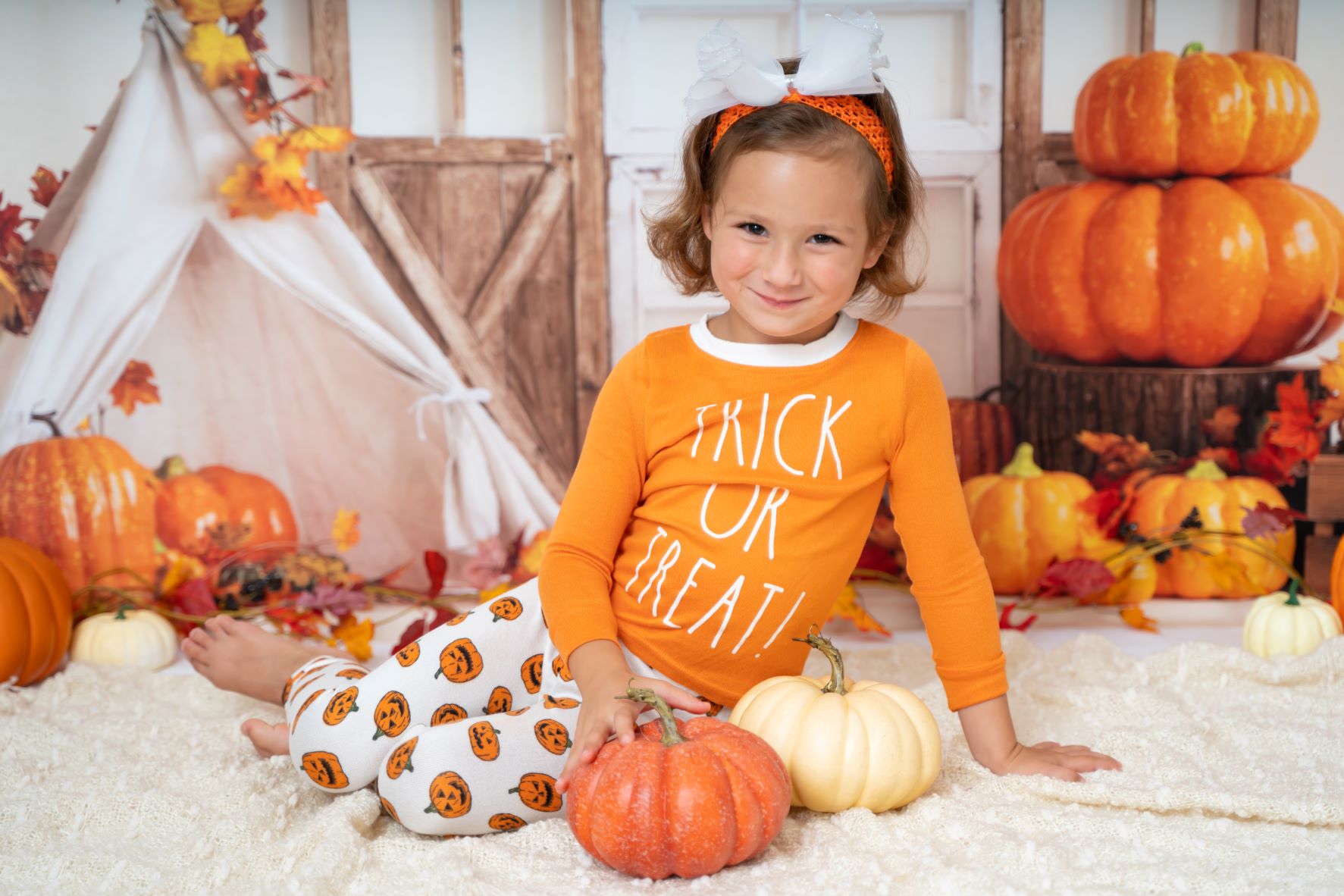 Kate Fall Harvest Backdrop Pumpkin White Tent for Photography - Kate Backdrop
