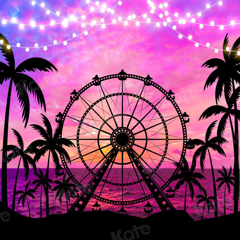 Ruota panoramica Seaside di Notte Sfondo per Fotografia