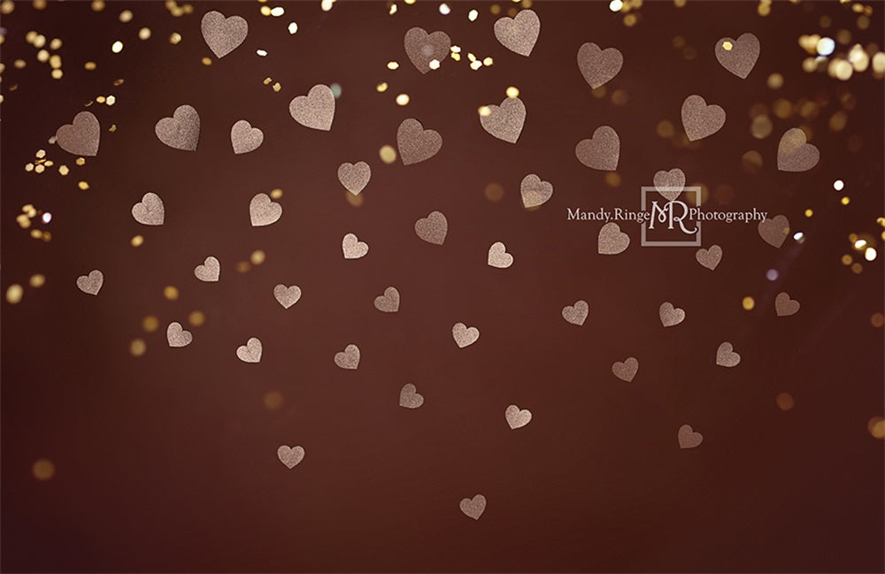 Kate Gold Valentine Backdrop Glitter Heart Designed by Mandy Ringe Photography