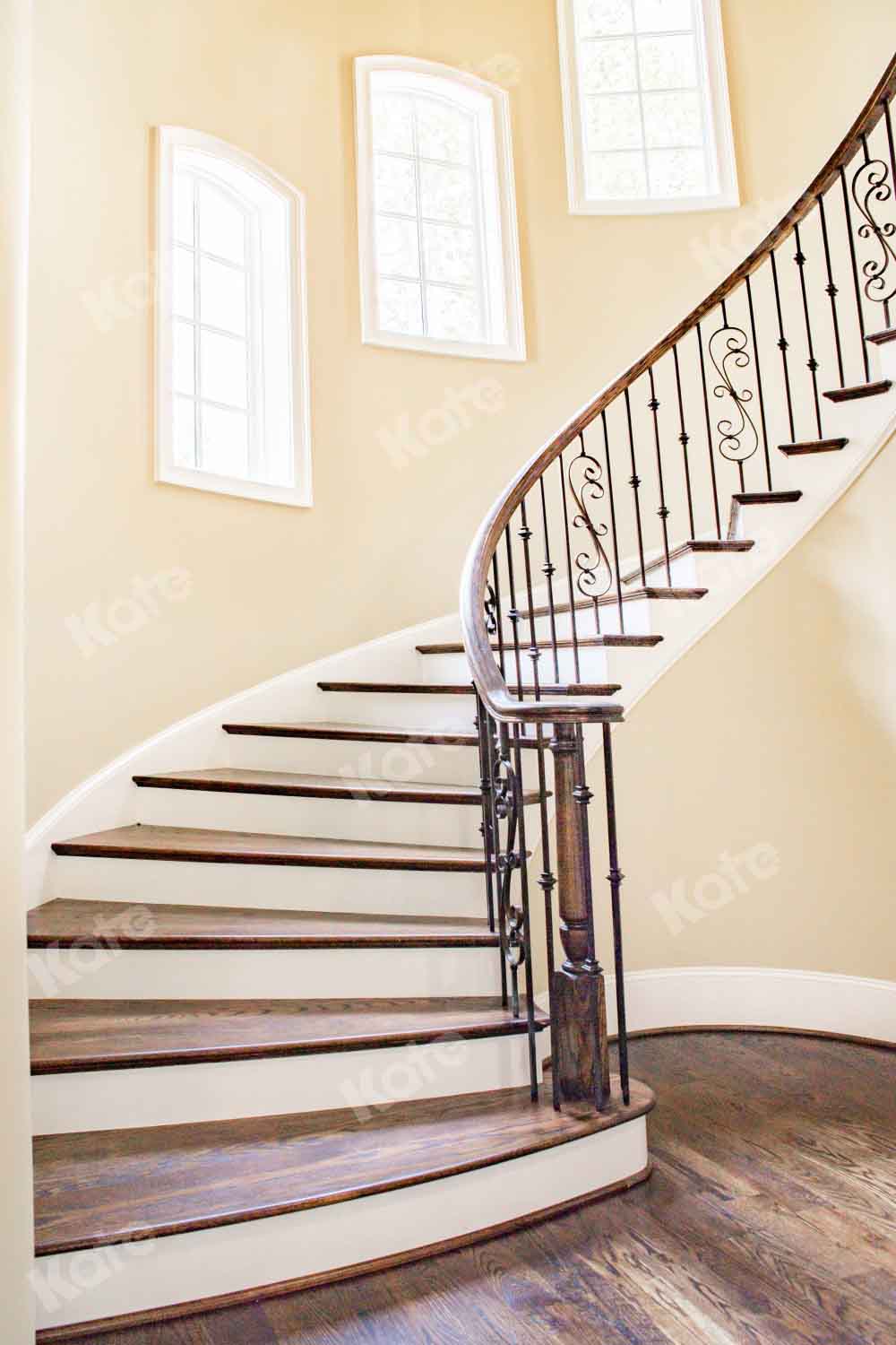 Kate Grand Staircase Space Backdrop Wood Grain Designed by Kate Image