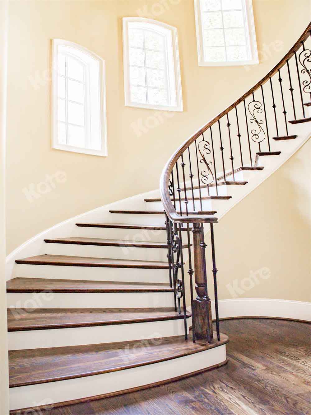 Kate Grand Staircase Space Backdrop Wood Grain Designed by Kate Image