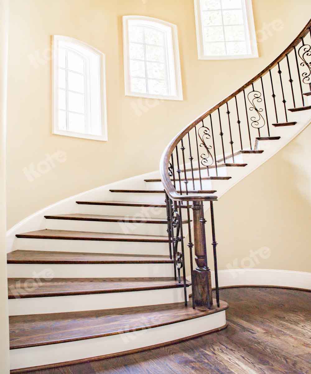 Kate Grand Staircase Space Backdrop Wood Grain Designed by Kate Image