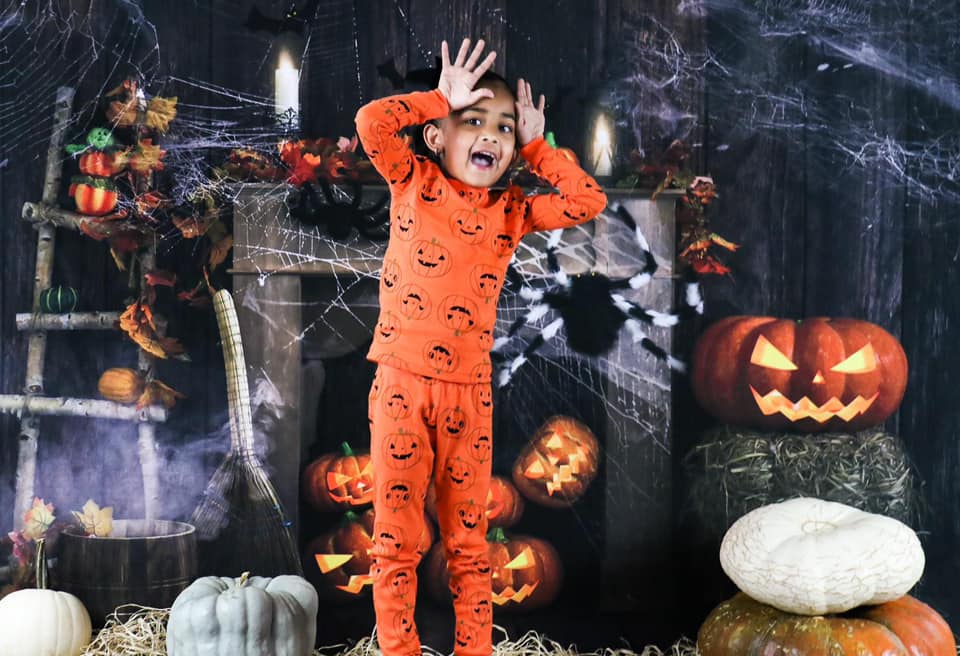 Kate Halloween Backdrop Fall Wood Grain Spider Web Designed by Emetselch - Kate Backdrop