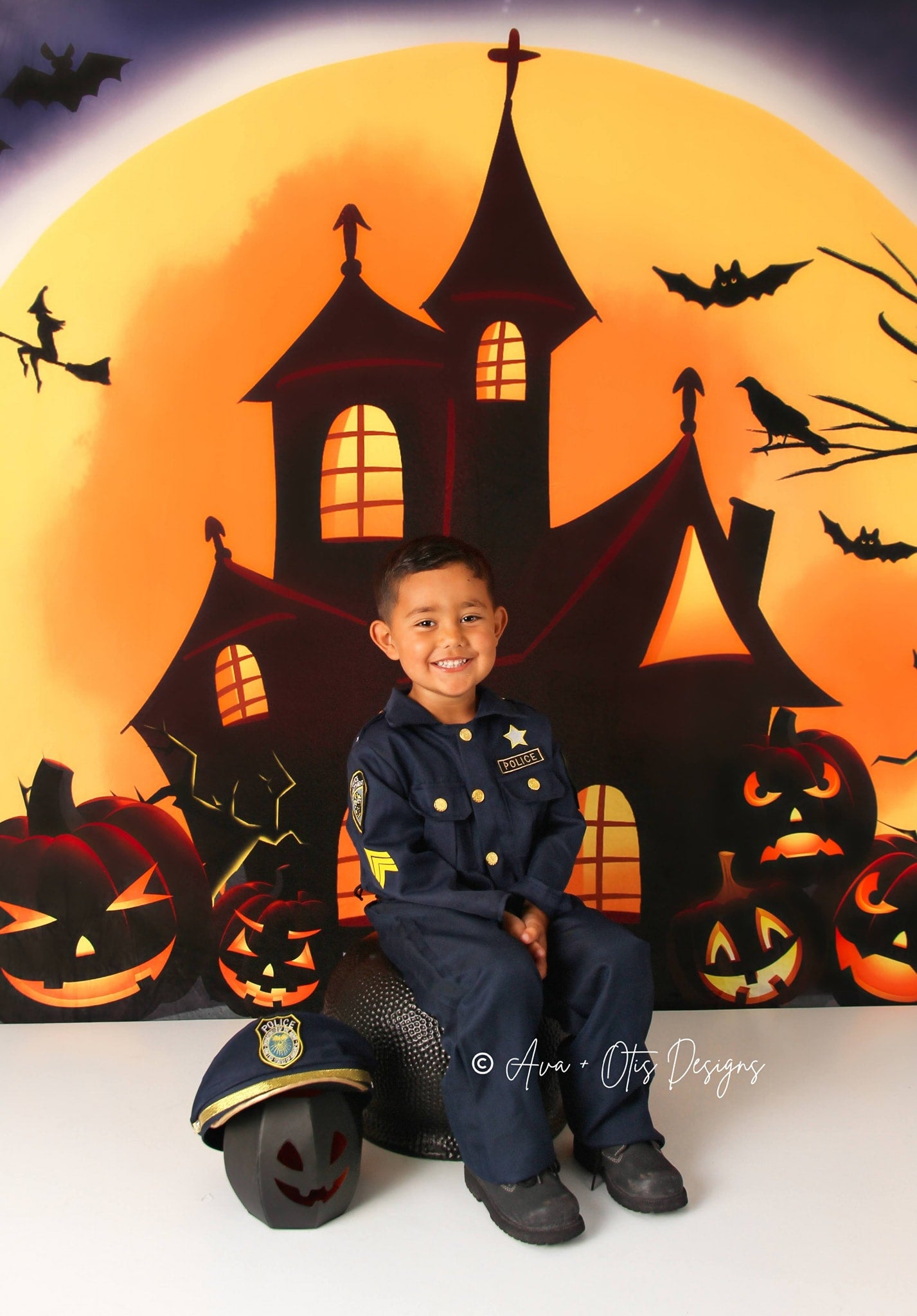 Kate Halloween Backdrop Pumpkins Witch House Designed by Chain Photography - Kate Backdrop