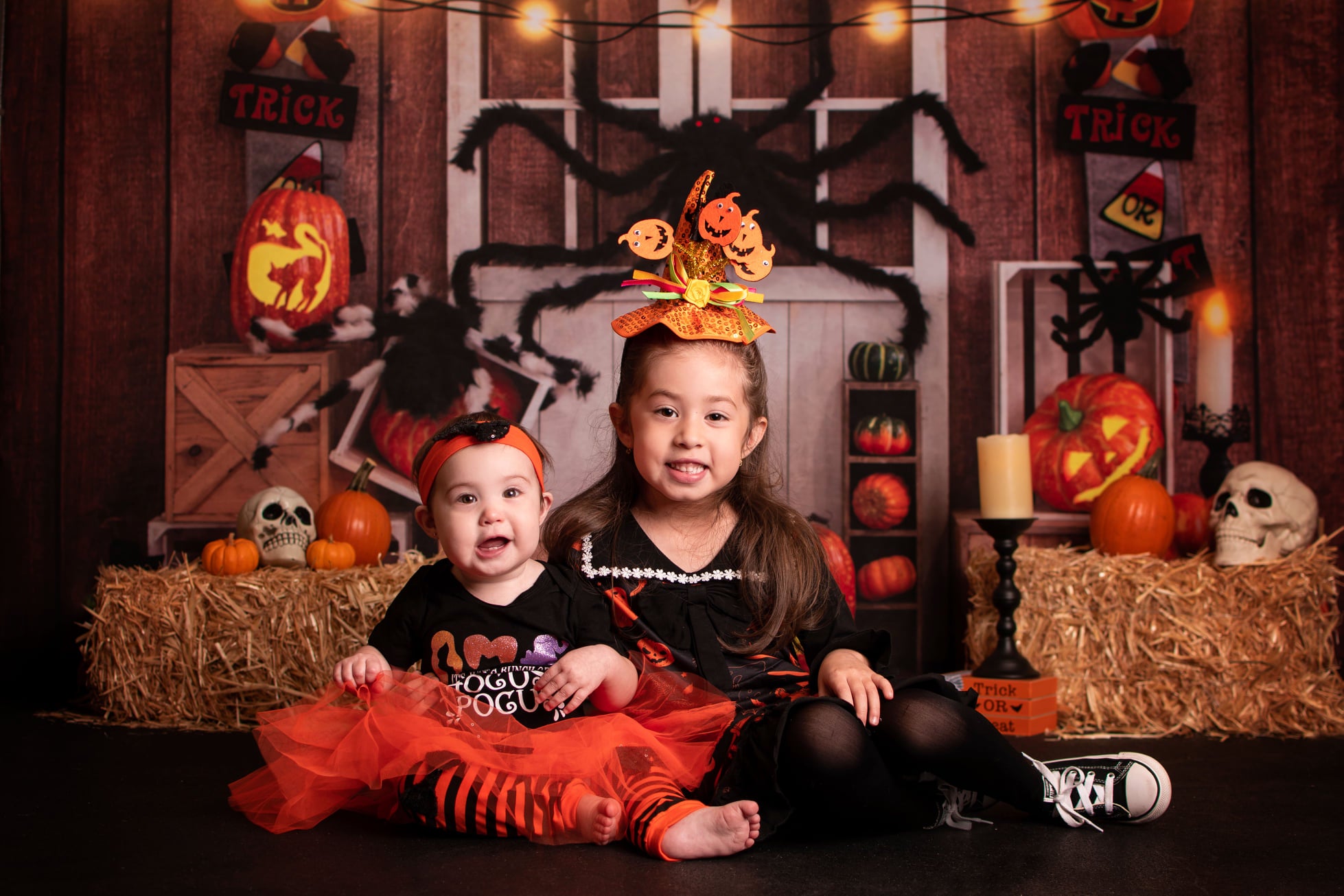 Kate Halloween Pumpkin Spider Thanksgiving Backdrop Designed by Emetselch - Kate Backdrop