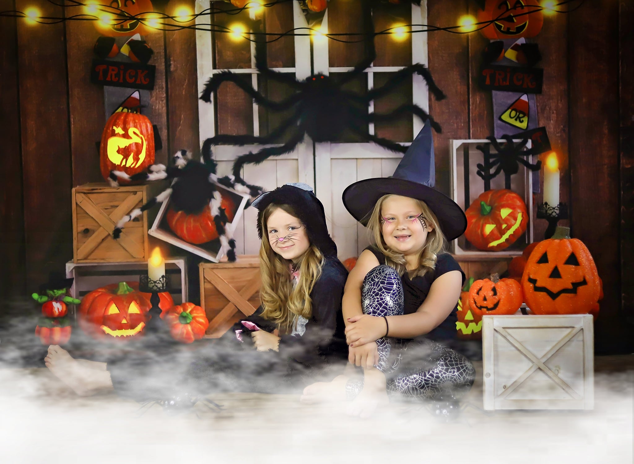 Kate Halloween Pumpkin Spider Thanksgiving Backdrop Designed by Emetselch - Kate Backdrop
