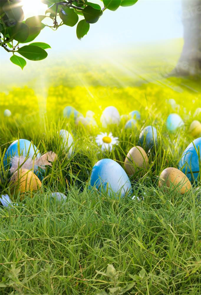 Kate Happy Easter Eggs Spring Flowers Backdrop - Kate Backdrop