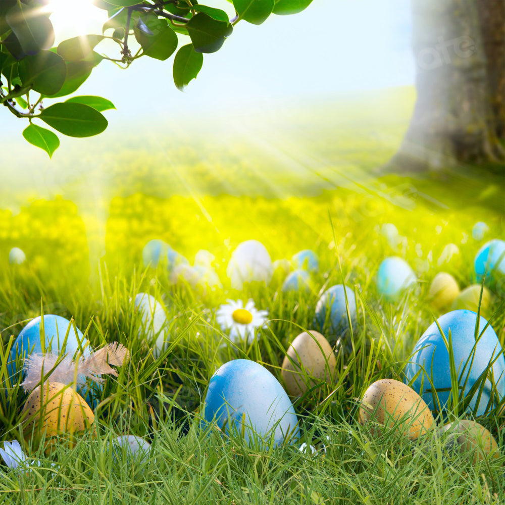 Kate Happy Easter Eggs Spring Flowers Backdrop - Kate Backdrop