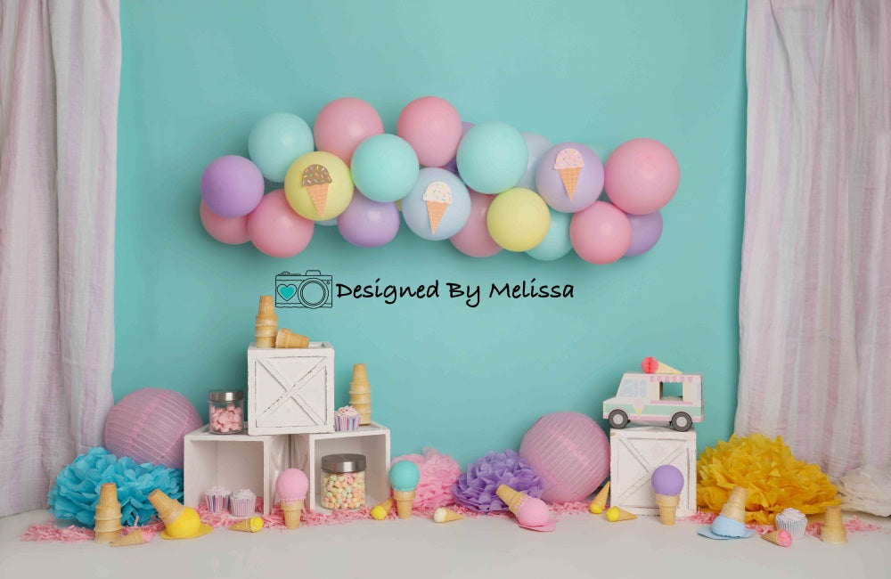 Kate Ice Cream Birthday Backdrop Party Designed by Melissa King