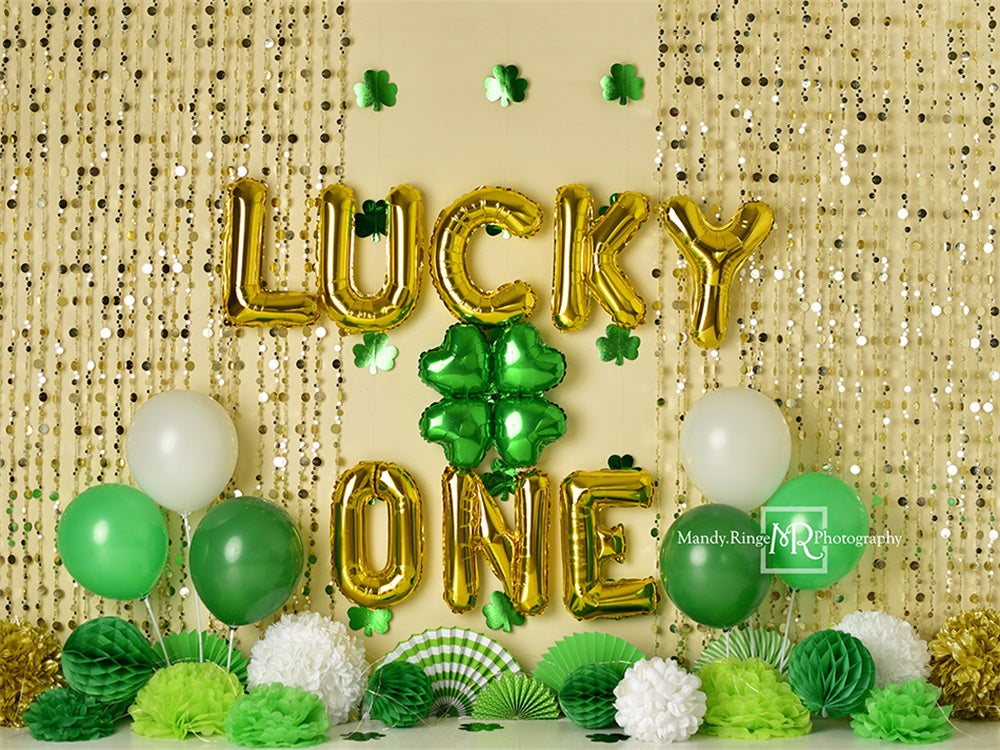 Kate St. Patrick's Day Green Clover Lucky One Balloon Backdrop Designed by Mandy Ringe Photography