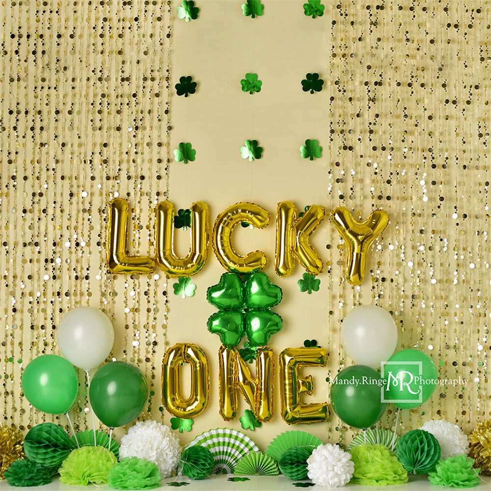 Kate St. Patrick's Day Green Clover Lucky One Balloon Backdrop Designed by Mandy Ringe Photography