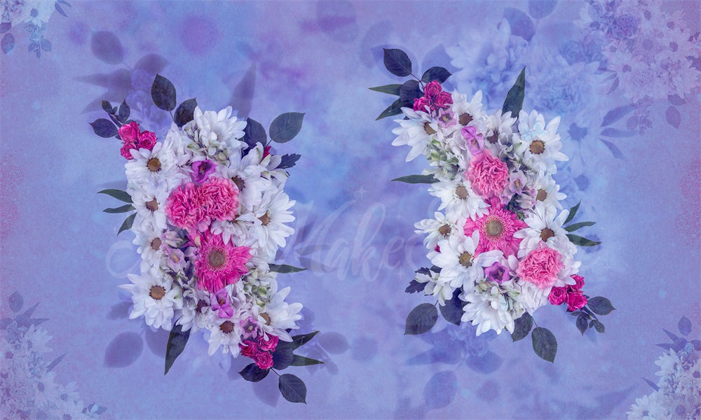 Moederdag Fotodoek Cake Smash Bloemen Paars Roze Wit Verjaardag Ontworpen door Mini MakeBelieve