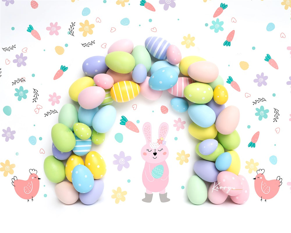 Kate Pastle Easter Bunny Egg Backdrop Rainbow Garland for Photography Designed by Kerry Anderson