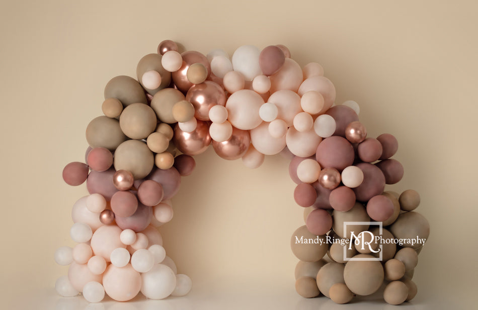 Roze Ballonnenboog Foto Achtergrond Boho Mat Ontworpen door Mandy Ringe Fotografie