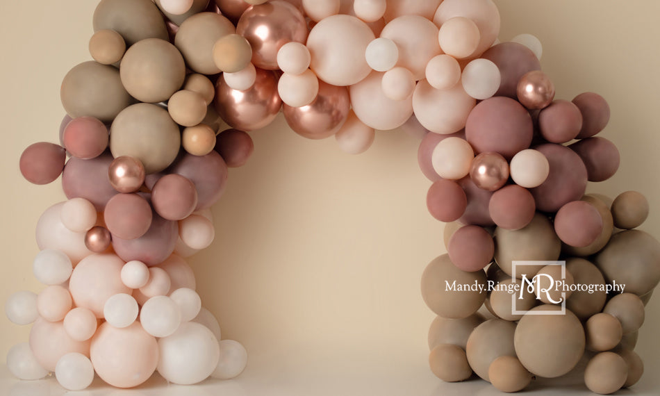 Kate Pink Balloon Arch Backdrop Boho Matte Designed by Mandy Ringe Photography