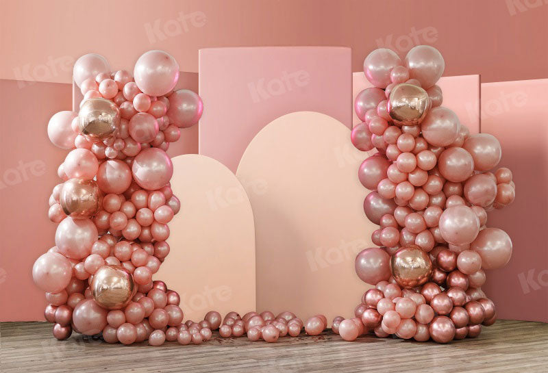 Kate Pink Balloons Backdrop Cake Smash Designed by Uta Mueller Photography