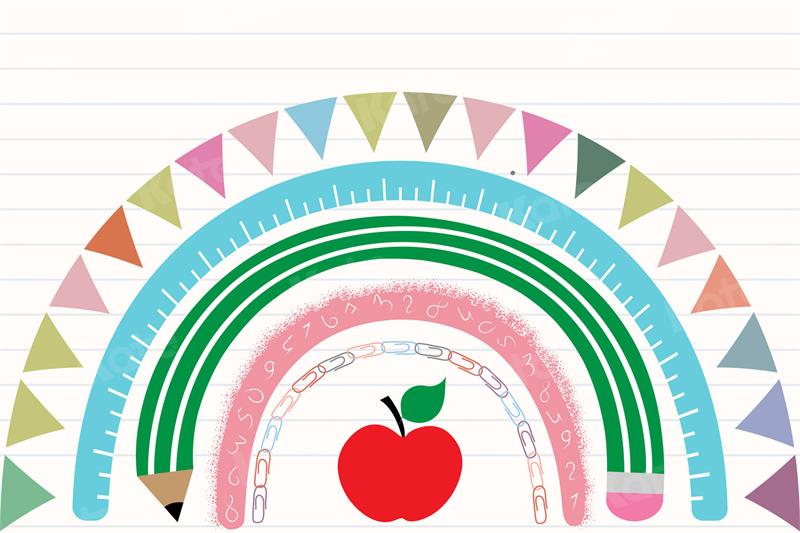 Papelería arcoíris Estación de fondo de manzana para fotografía