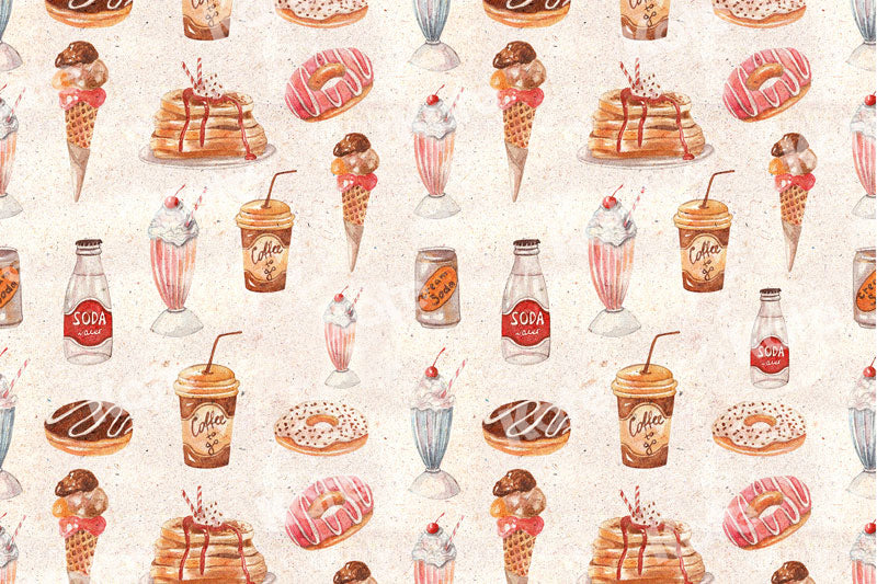 Kate Retro Delicious Party Backdrop Ice Cream Cake Drinks for Photography