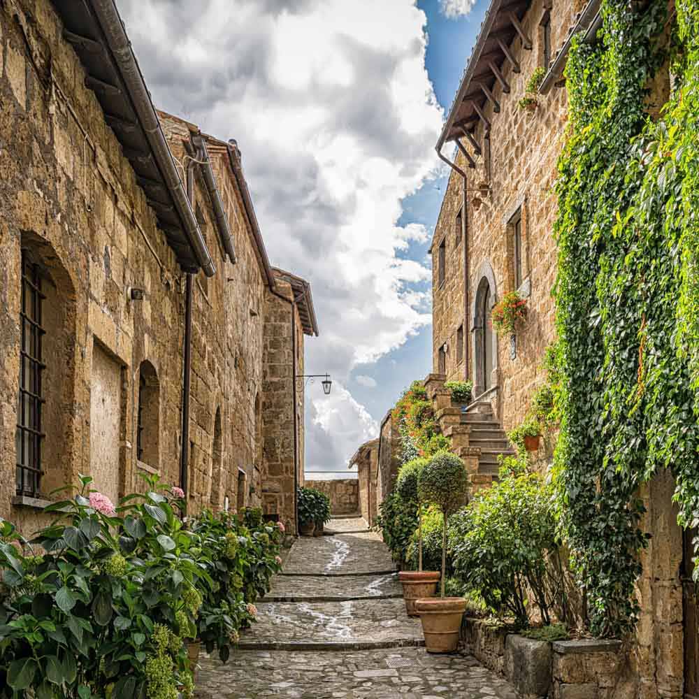 Retro Street Foto Achtergrond Stadsgebouwen Ontworpen door Chain Photography