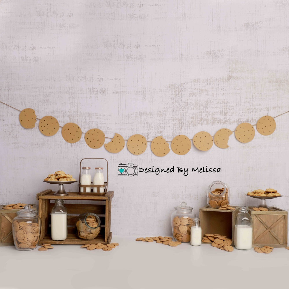 Rustieke Melk Koekjes Foto Achtergrond Ontworpen door Melissa King