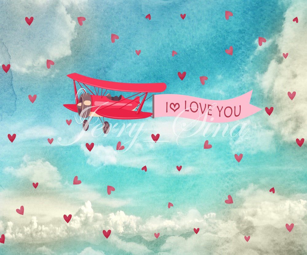 Kate Sky Love Plane Backdrop for Valentines designed by Jerry_Sina - Kate Backdrop