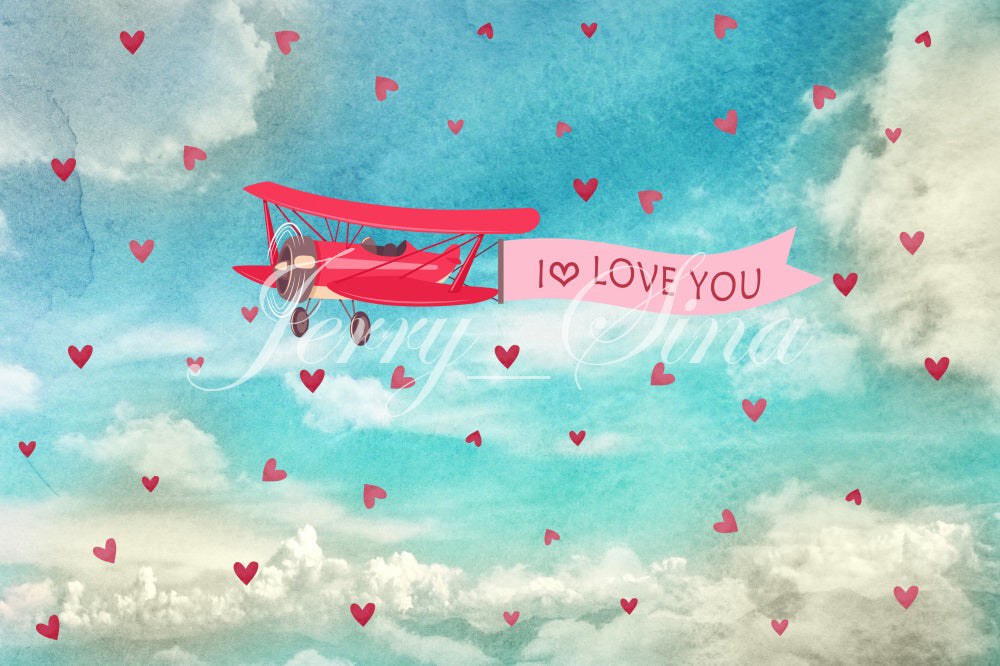 Kate Sky Love Plane Backdrop for Valentines designed by Jerry_Sina - Kate Backdrop