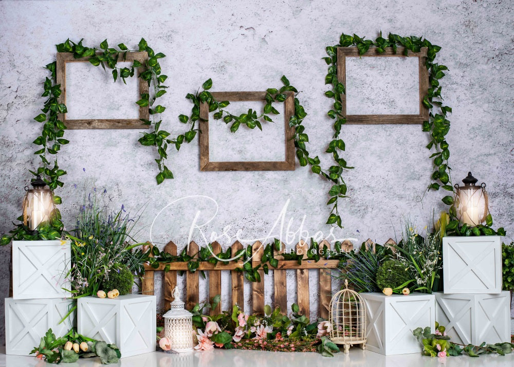 Kate Spring Day Backdrop Green Plant Flowers for Photography Designed By Rose Abbas