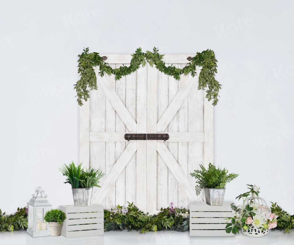 Kate Spring/Easter White Barn Door Backdrop Designed By Jerry_Sina - Kate Backdrop