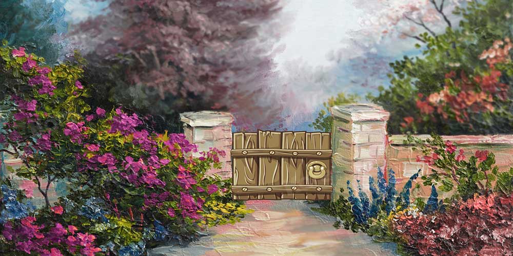 Kate Spring Florals and Fence Children Backdrop for Photography Designed by JFCC - Kate Backdrop