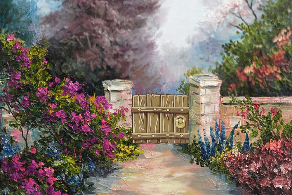 Kate Spring Florals and Fence Children Backdrop for Photography Designed by JFCC - Kate Backdrop