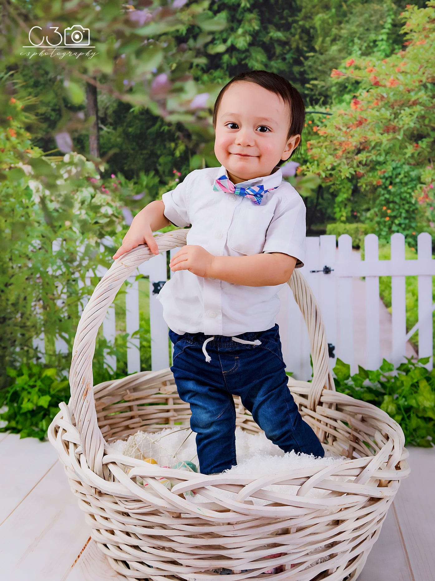 Kate Spring Garden White Fence Backdrop for Photography Designed by Tyna Renner - Kate Backdrop